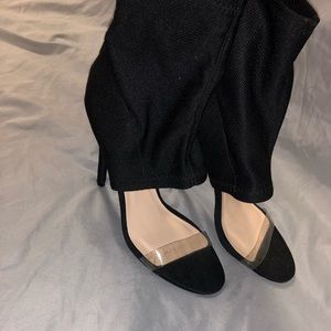 Black and clear heels